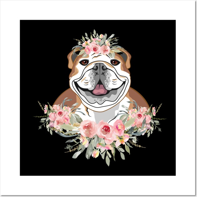 Pretty Floral Pitbull Pit Bull Gift for Women Wall Art by JPDesigns